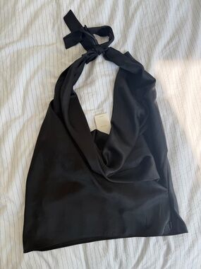 Wilfred ARITZIA martini top  Black Satin Halter Cowl Top